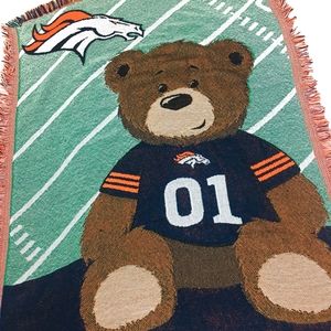 VINTAGE Denver Broncos NFL Quilt Woven Throw